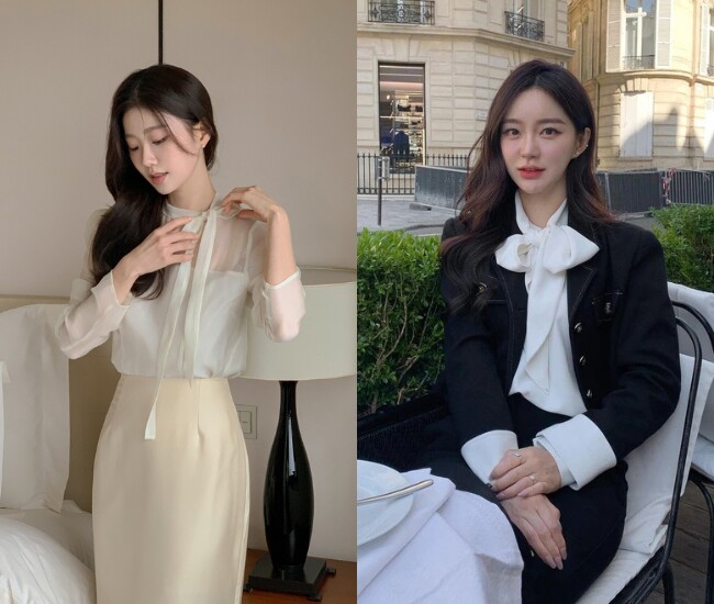 Áo blouse buộc dây giúp tạo điểm nhấn ở phần thân trên, từ đó điều chỉnh tỷ lệ cơ thể. Chi tiết dây buộc khiến ánh nhìn tập trung hơn, giúp vóc dáng trông cao ráo. Khi phối cùng quần hoặc chân váy cạp cao, hiệu ứng tôn dáng càng rõ rệt.