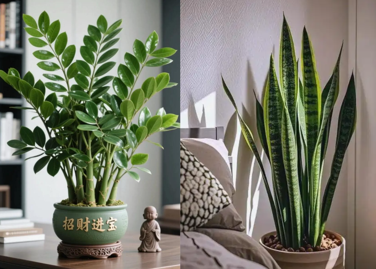 Cặp Tài lộc - Trấn trạch: Kim tiền (trái) hút lộc vào nhà, Lưỡi hổ (phải) giữ lộc và bảo vệ gia chủ khỏi năng lượng xấu. Đây là bộ đôi được nhiều gia đình kinh doanh ưa chuộng. Ảnh: Baidu