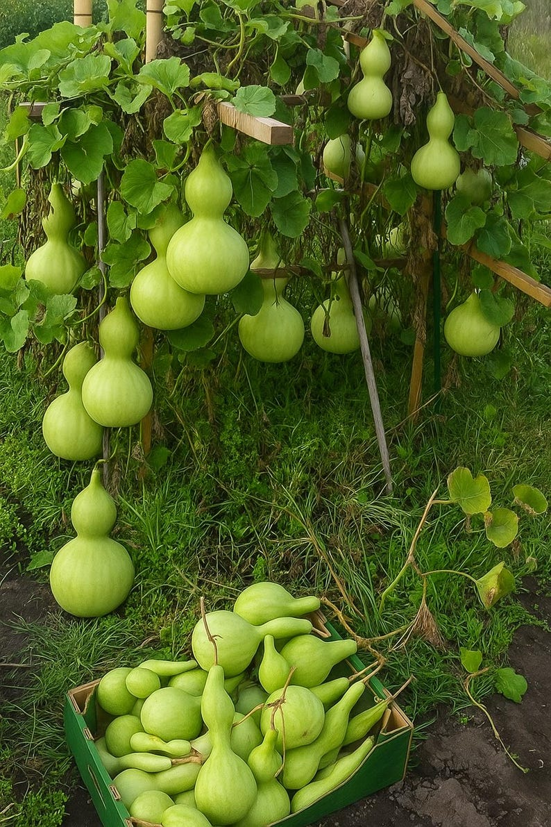 Theo người xưa, việc trồng bầu hồ lô trong sân có thể mang lại sự thịnh vượng cho gia đình. Ảnh minh họa Toutiao