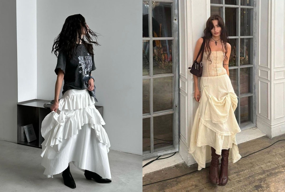 Váy có cấu trúc độc đáo được Loewe, Bottega Veneta tích cực lăng xê trong bộ sưu tập Xuân Hè 2026. Thiết kế thích hợp cho những cô gái chuộng sự phá cách, hoạt động trong môi trường nghệ thuật.