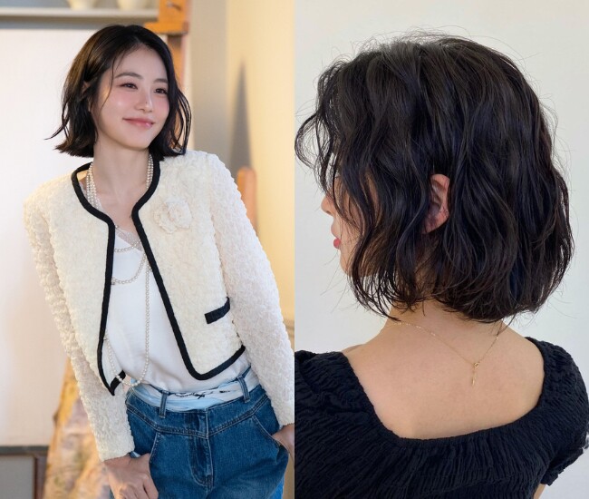 Tóc bob xoăn giúp tạo độ phồng tự nhiên, ôm sát hai bên gương mặt, từ đó tạo hiệu ứng thon gọn rõ rệt. Độ xoăn nhẹ còn làm mềm đường nét, phù hợp với mặt tròn hoặc vuông, mang lại vẻ ngoài trẻ trung, hiện đại.