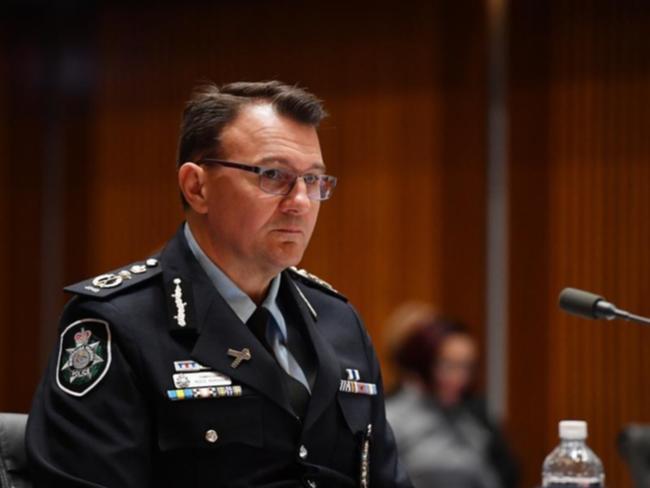 Australian Federal Police Commissioner Reece Kershaw gives evidence at Senate estimates on Tuesday.