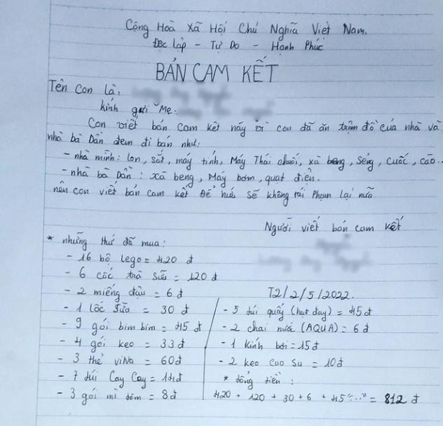 Nam sinh trộm cắp vặt bị mẹ bắt viết bản kiểm điểm, xem xong ai cũng giật mình - 1