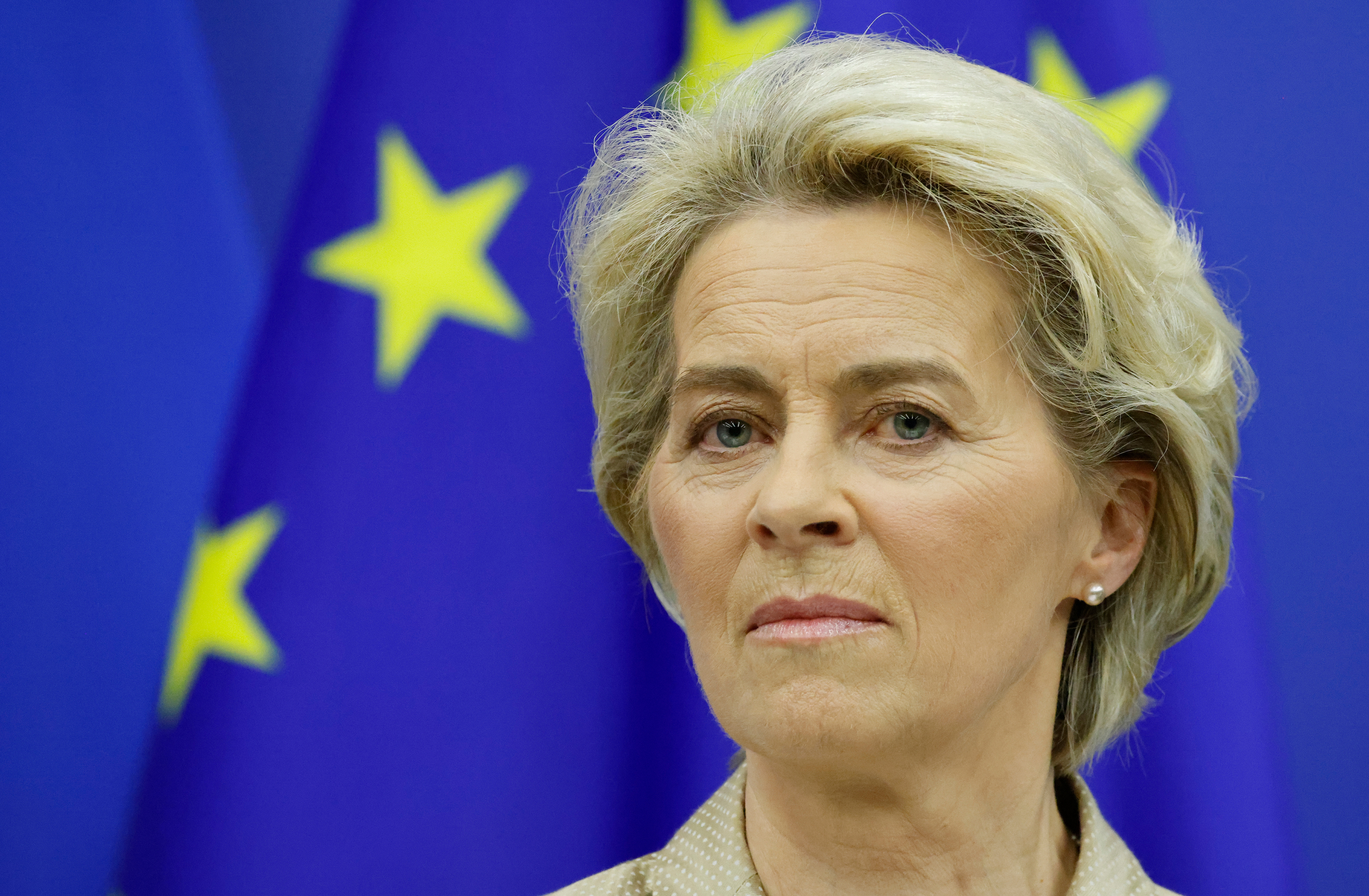 Chủ tịch Ủy ban châu Âu Ursula von der Leyen tại Strasbourg, Pháp, hôm 9/5. Ảnh: AFP.