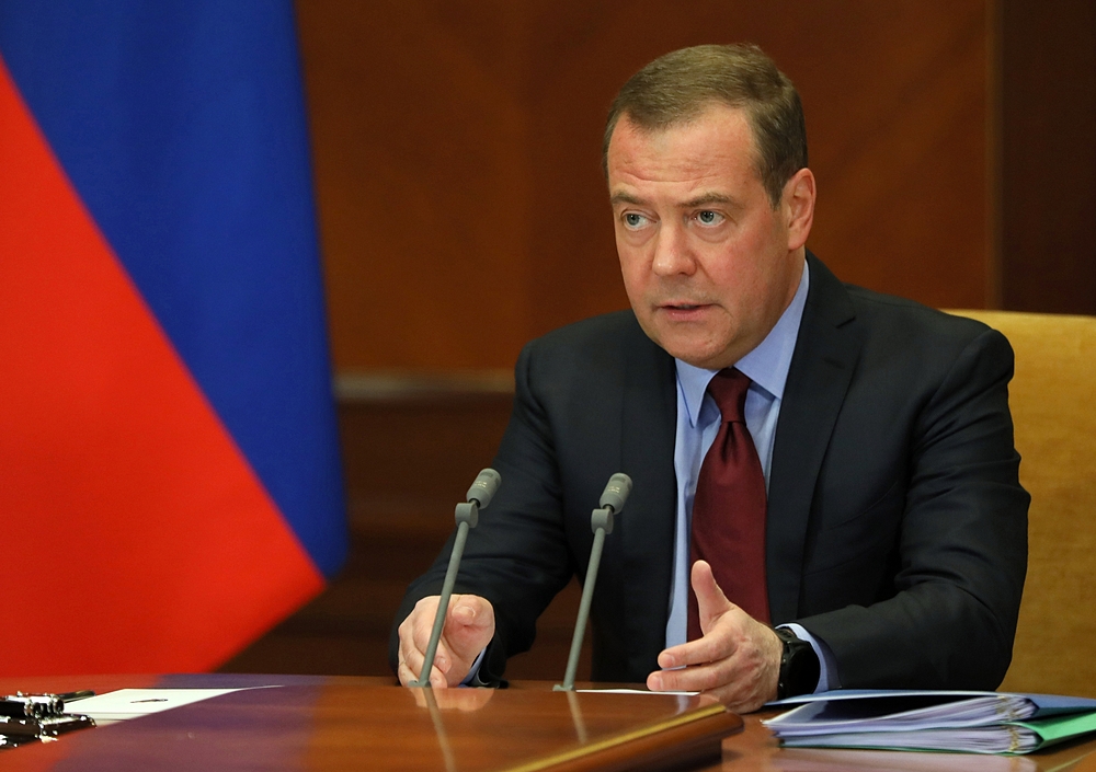 Phó chủ tịch Hội đồng An ninh Nga Dmitry Medvedev dự cuộc họp ở dinh thự Gorki, ngoại ô Moskva tháng trước. Ảnh: AFP.