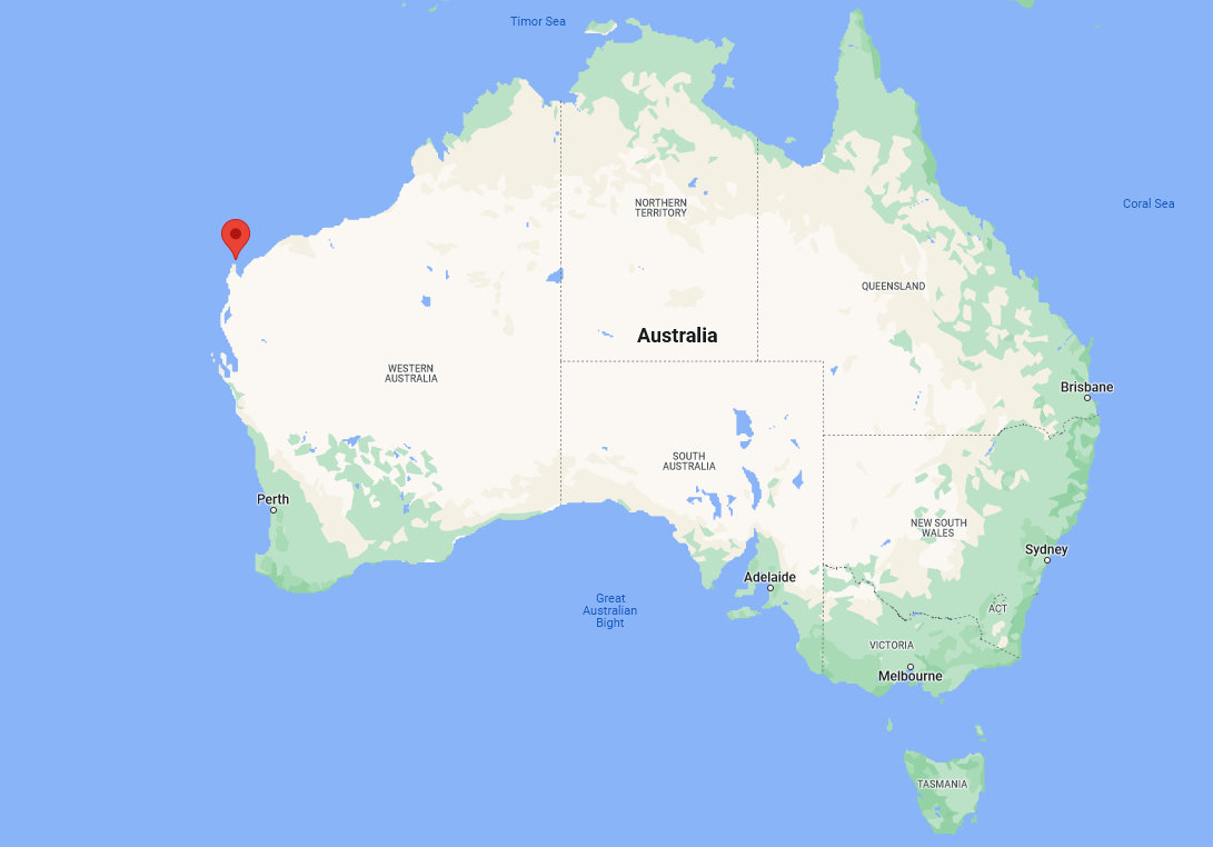 Vị trí căn cứ liên lạc Harold E. Holt (chấm đỏ) ở miền tây Australia. Đồ họa: Google Maps.