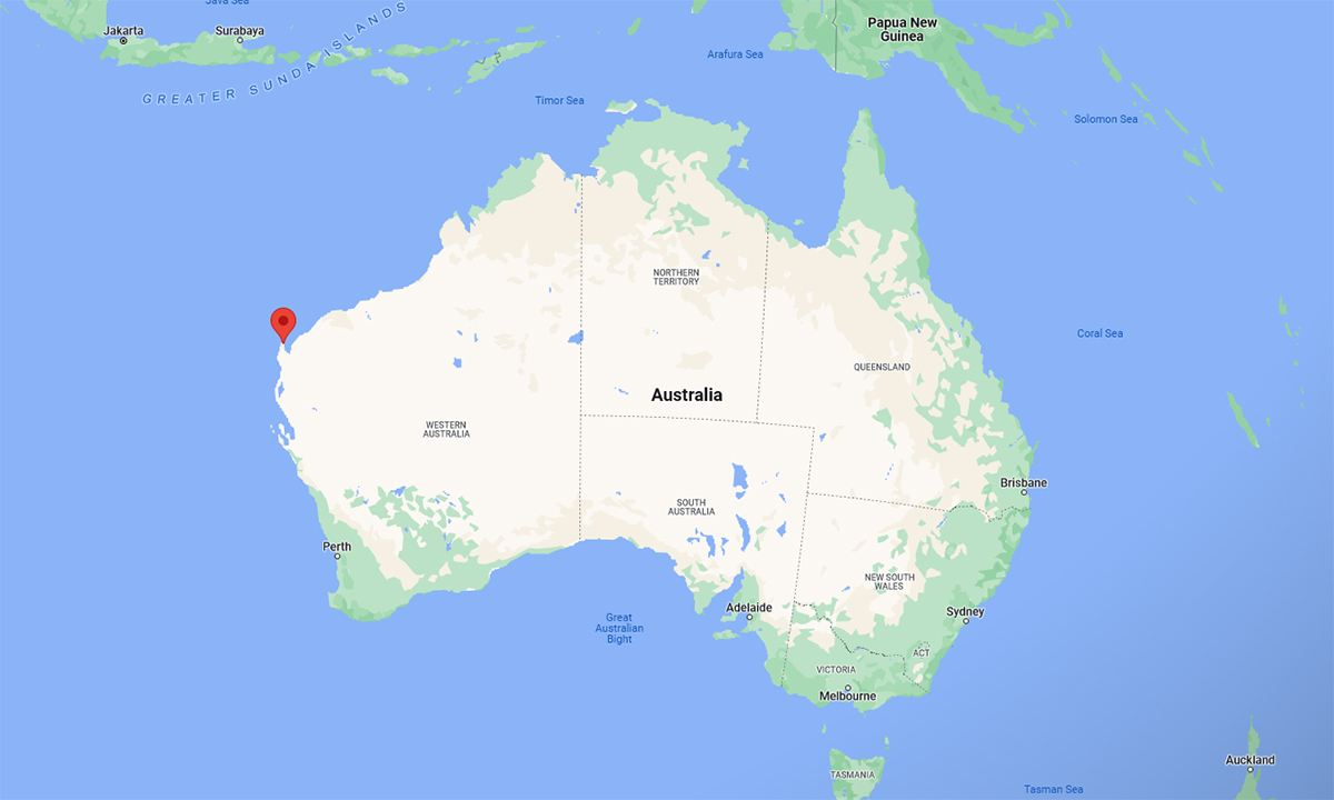 Vị trí thị trấn Exmouth, Tây Australia (đánh dấu đỏ). Đồ họa: Google Maps.