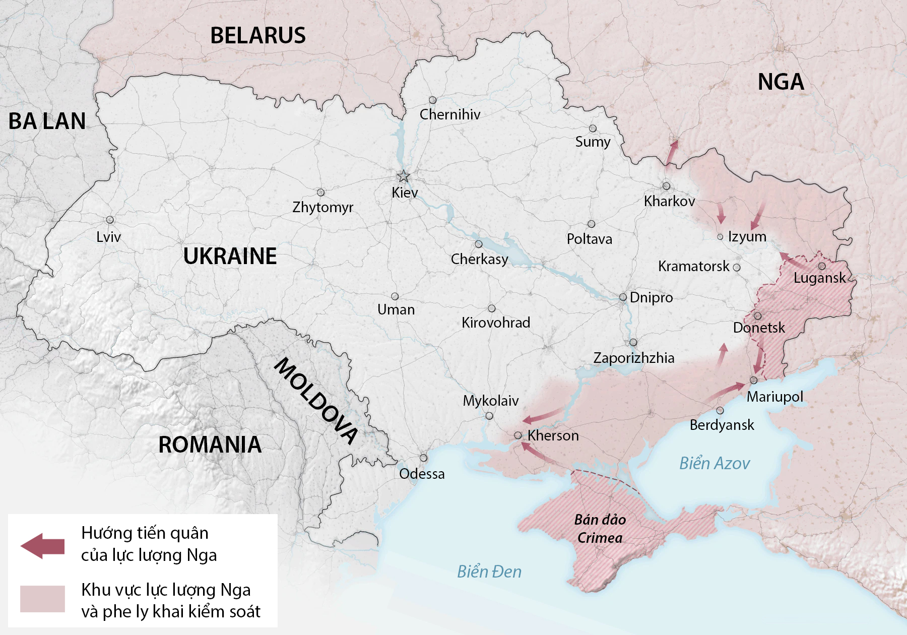 Cục diện chiến trường đông Ukraine sau hơn 80 ngày giao tranh. Đồ họa: Washington Post.