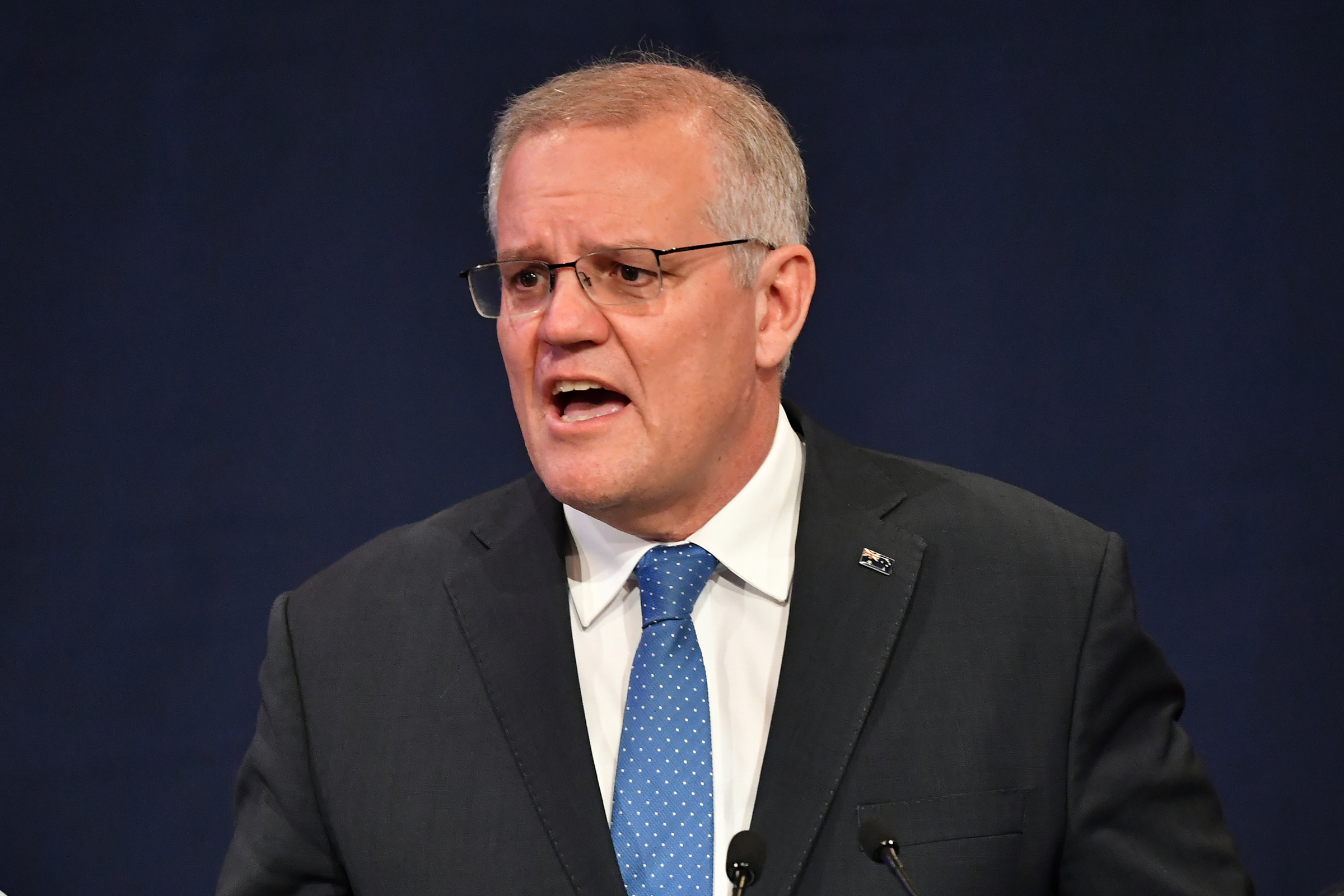 Thủ tướng Scott Morrison tại Sydney đêm 21/5 tuyên bố chấp nhận thất bại trong cuộc tổng tuyển cử Australia. Ảnh: AFP.