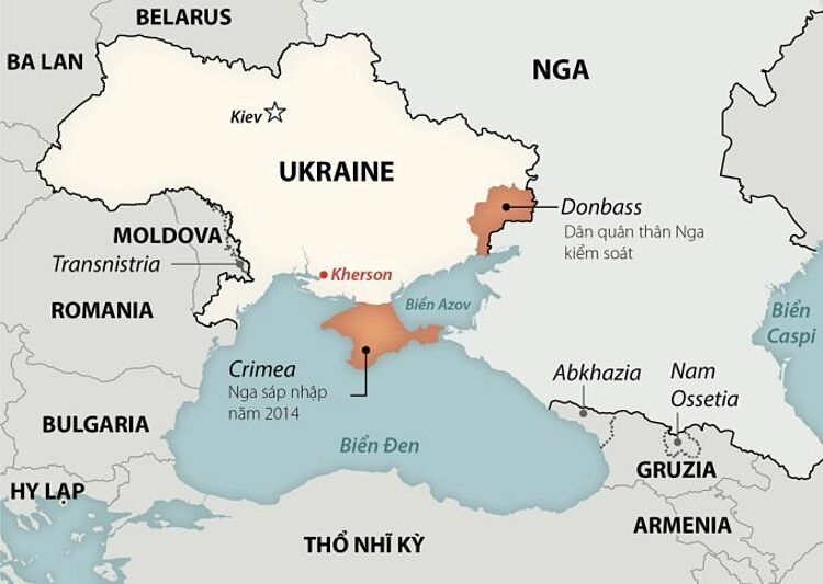 Vị trí tỉnh Kherson, miền nam Ukraine. Đồ họa: Washington Post.