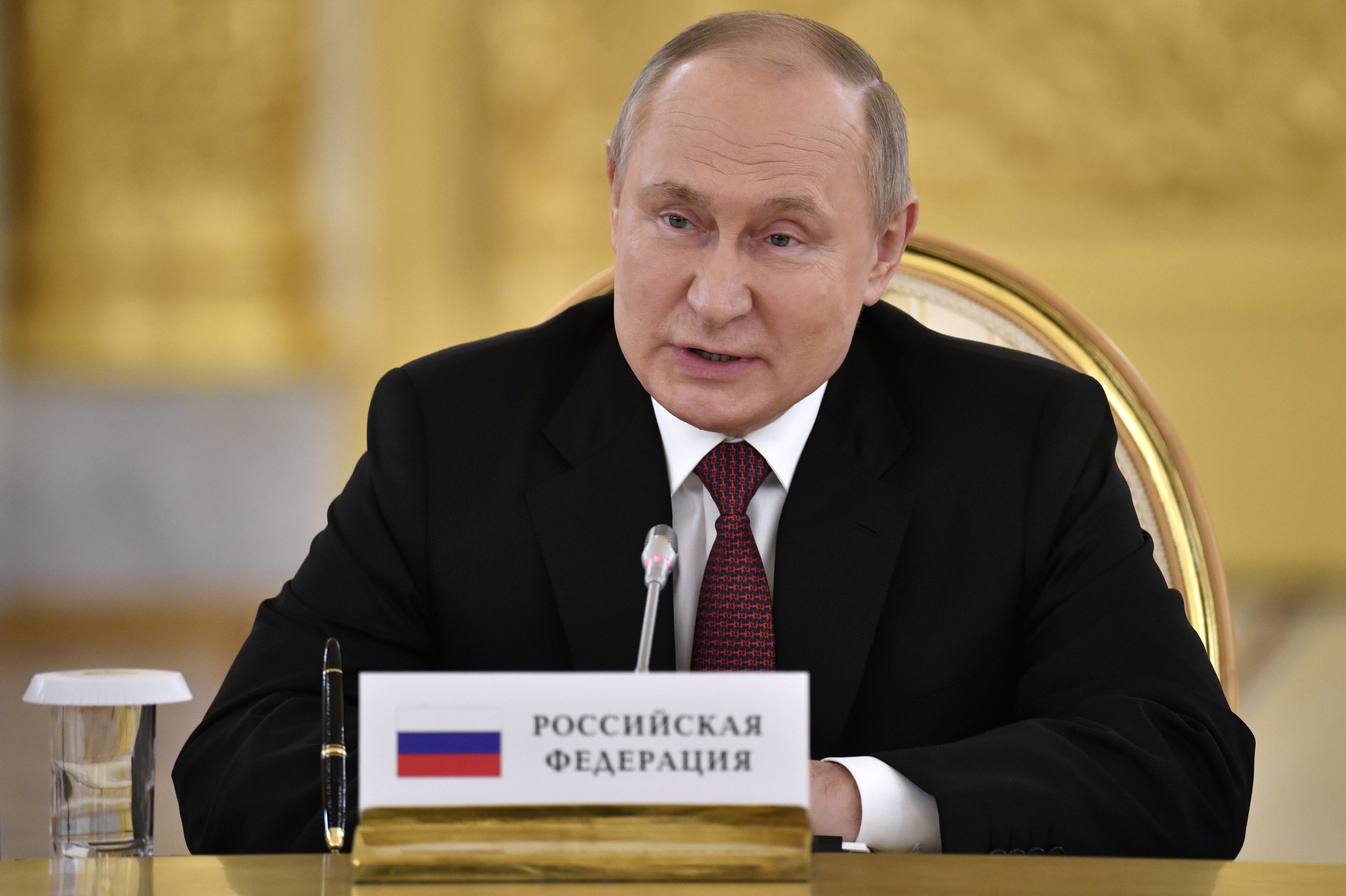Tổng thống Putin phát biểu tại cuộc họp lãnh đạo các nước CSTO ở Moskva hôm 16/5. Ảnh: AFP.