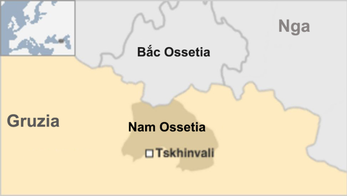 Vị trí của Nam Ossetia. Đồ họa: BBC.