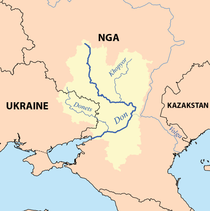 Sông Siverskiy Donets trong hệ thống sông Don chảy từ Nga vào Ukraine. Đồ họa: Wikimedia.