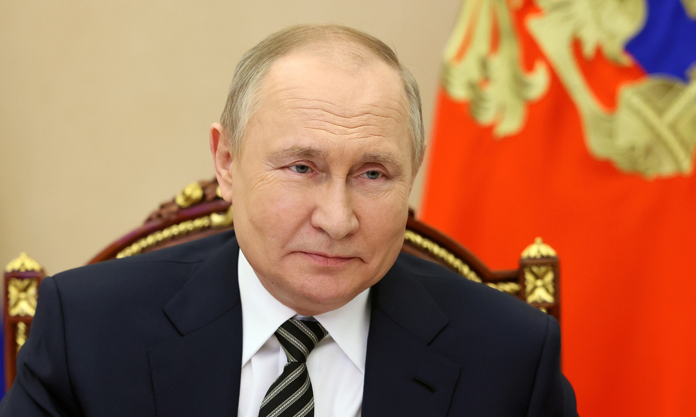 Tổng thống Putin trong một cuộc họp trực tuyến hôm 27/5. Ảnh: AFP.