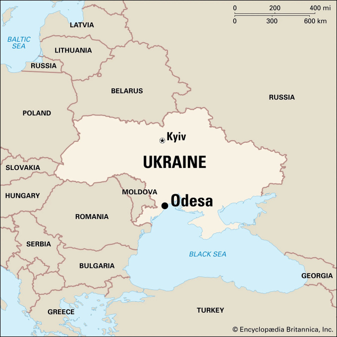 Vị trí Odessa. Đồ họa: Britannica