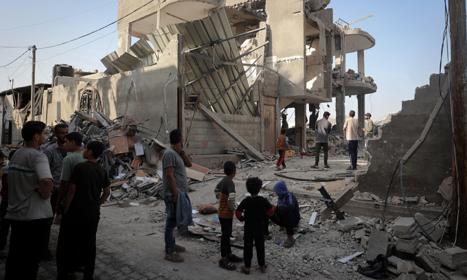 Cảnh đổ nát tại Rafah sau khi bị Israel không kích hôm 3/5. Ảnh: AFP