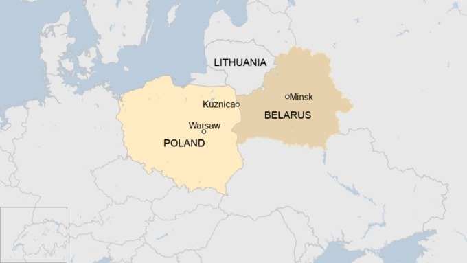 Vị trí Ba Lan và Belarus. Đồ họa: BBC
