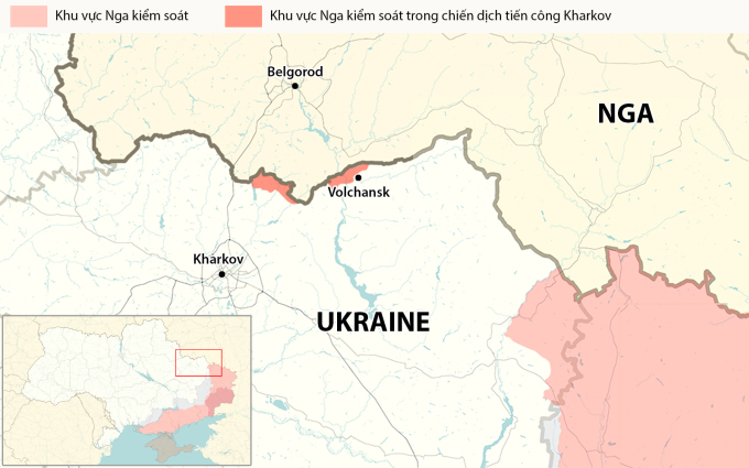 Vị trí thành phố Volchansk, tỉnh Kharkov. Đồ họa: RYV