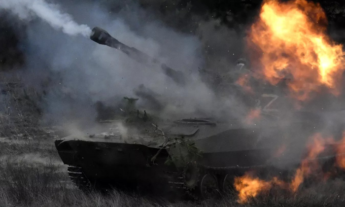 Pháo tự hành 2S1 Gvozdika khai hỏa về hướng lực lượng Ukraine tháng 12/2022. Ảnh: RIA Novosti