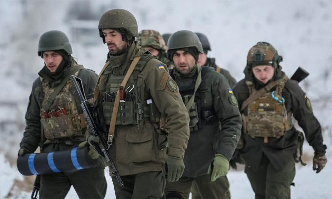Binh sĩ Ukraine tại tỉnh Sumy ngày 20/1. Ảnh: Reuters