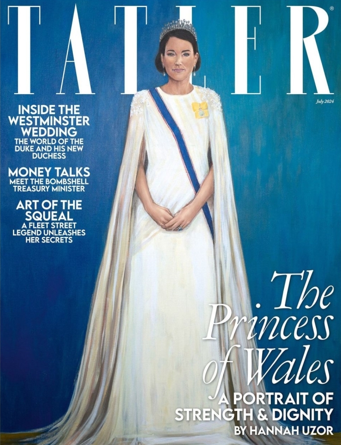 Vương phi Kate trong tranh trên bìa Tatler số tháng 7. Ảnh: Tatler