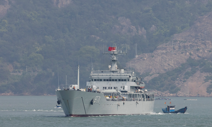 Tàu chiến Trung Quốc di chuyển gần quần đảo Mã Tổ trong cuộc tập trận tháng 4/2023. Ảnh: Reuters
