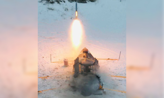 Xuồng tự sát Sea Baby của Ukraine phóng thử rocket của tổ hợp BM-21 Grad. Ảnh: SBU