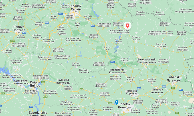 Vị trí làng Ivanovka (chấm đỏ) và làng Netaylovo (chấm xanh). Đồ họa: Google Maps