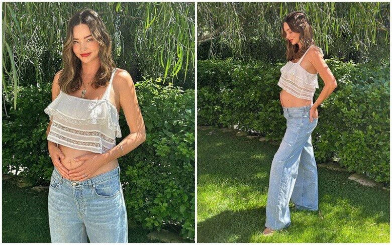 Khi mang thai lần 4 cô vẫn rạng ngời.