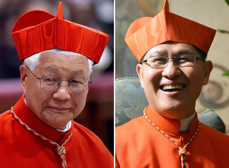 Hồng y Hàn Quốc Lazzaro You Heung-sik (trái) và Hồng y Philippines Luis Antonio Tagle. Ảnh: AFP