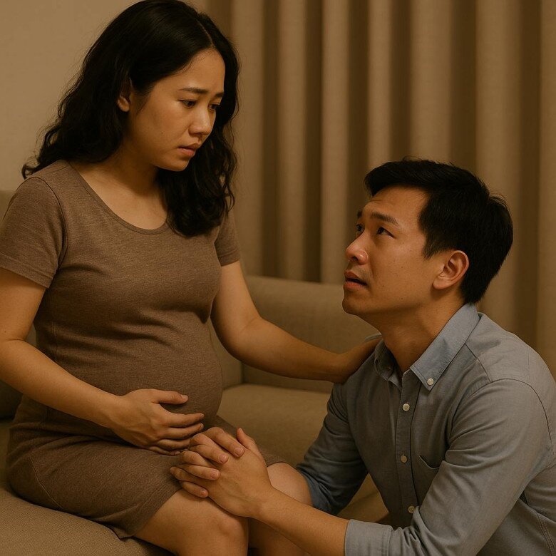 Tôi bỏ dở công việc để chạy về bên vợ.