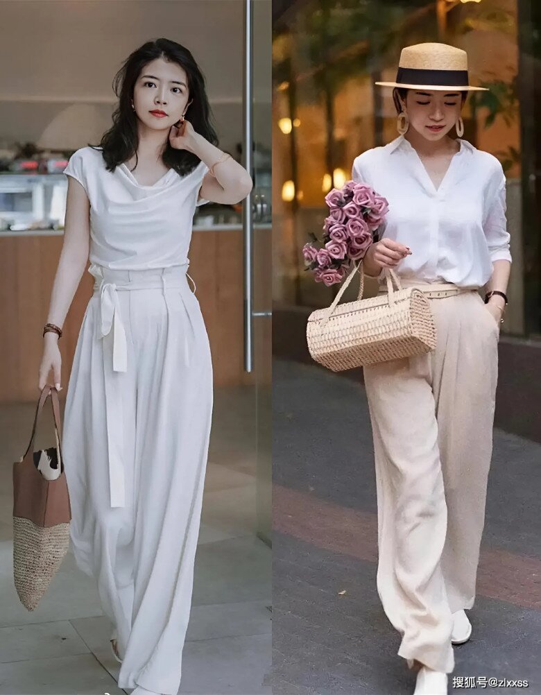 Phối áo trắng cùng màu quần là gợi ý phối đồ đơn giản cho những cô nàng không sành sỏi về thời trang.