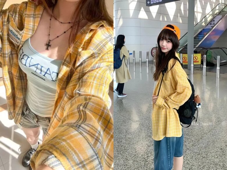 Áo sơ mi kẻ caro mang đế vẻ ngoài đậm tính retro và trẻ trung.