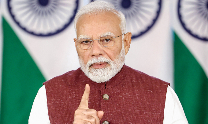 Thủ tướng Ấn Độ Narendra Modi phát biểu ngày 12/5. Ảnh: AFP