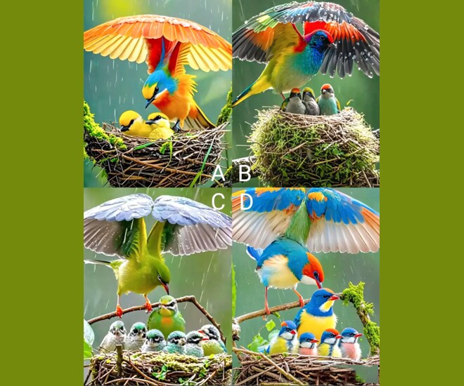 Trắc nghiệm tâm lý: Chọn một bức tranh gia đình nhà chim theo trực giác - 1