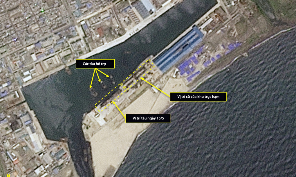 Ảnh vệ tinh chụp xưởng đóng tàu Chongjin hôm 15/5. Ảnh: Planet Labs