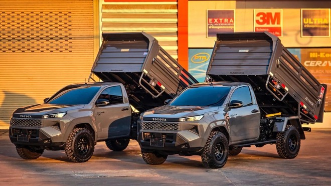 Toyota Hilux 'lột xác' thành xe ben mà không cần cắt xẻ: Chở tới 5 tấn, có cả cần cẩu tự bốc hàng- Ảnh 2.