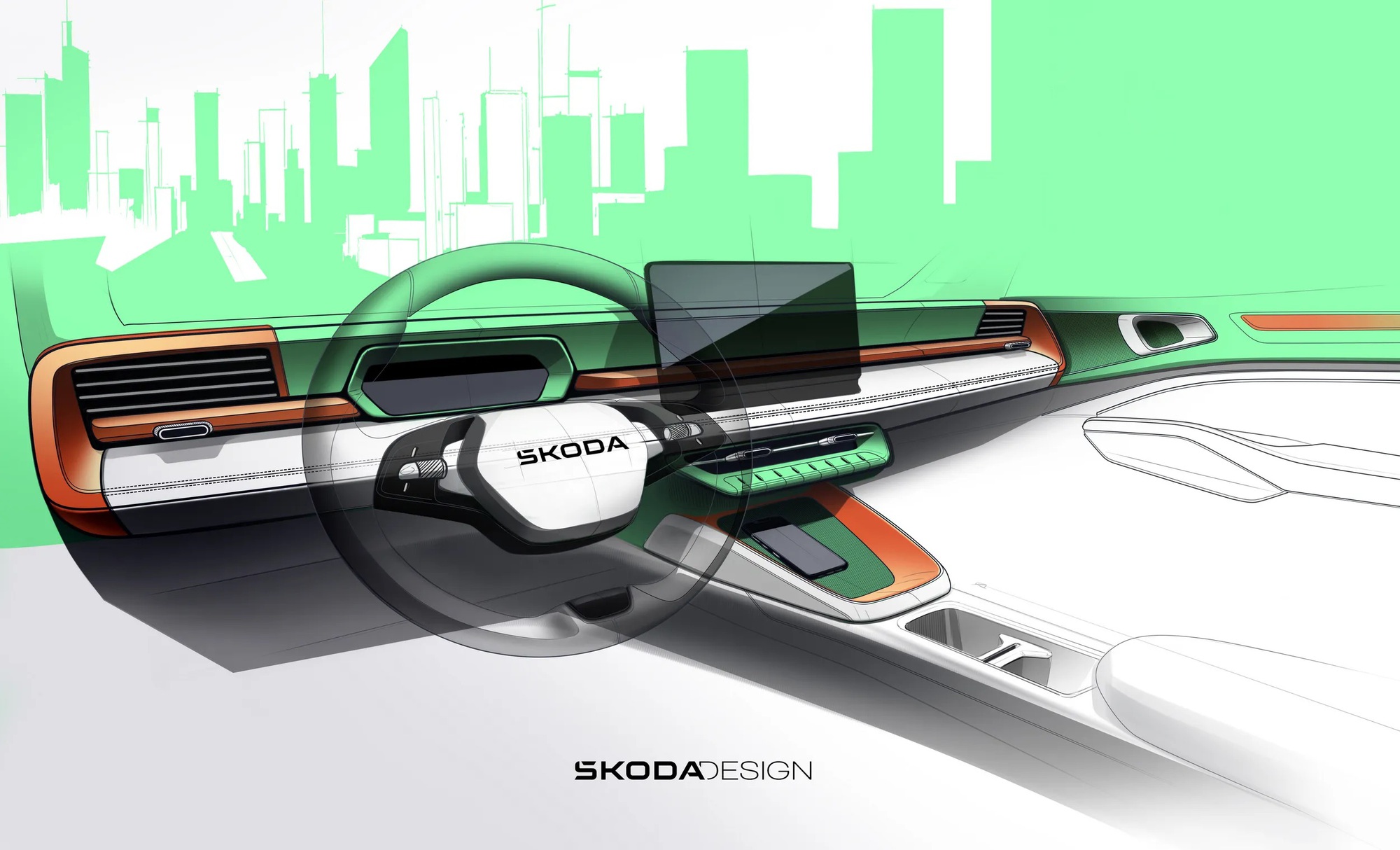 Skoda Epiq - SUV điện rẻ nhất của hãng lần đầu có ảnh nội thất: Thiết kế xịn với 2 màn hình, đèn trang trí, cốp rộng, về Việt Nam thì dễ ‘hot’- Ảnh 1.