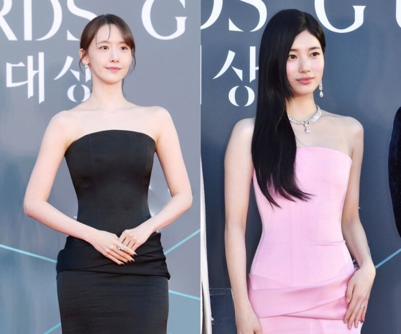 Yoona và Suzy diện cùng một thiết kế.
