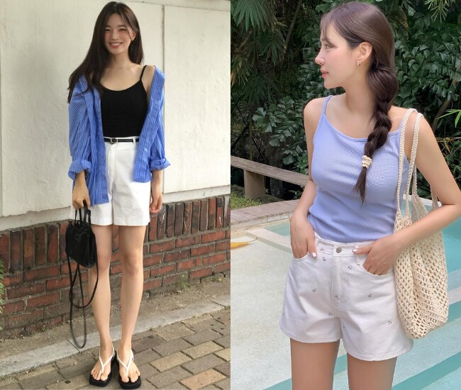 Quần short kết hợp với áo hai dây mang lại cảm giác mát mẻ và trẻ trung trong mùa Hè. Thiết kế gọn nhẹ giúp tổng thể trông thanh thoát hơn. Đây là công thức phù hợp cho đi chơi hoặc du lịch vì vừa thoải mái vừa giúp outfit trở nên nổi bật hơn hẳn.