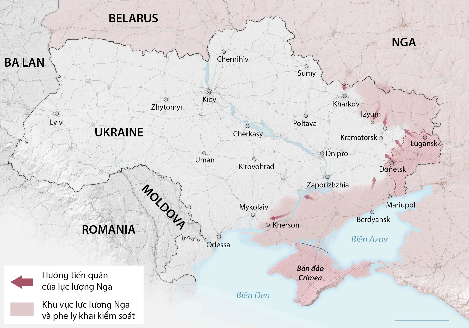 Diễn biến chiến sự tại Ukraine sau hơn 90 ngày. Đồ họa: Washington Post.
