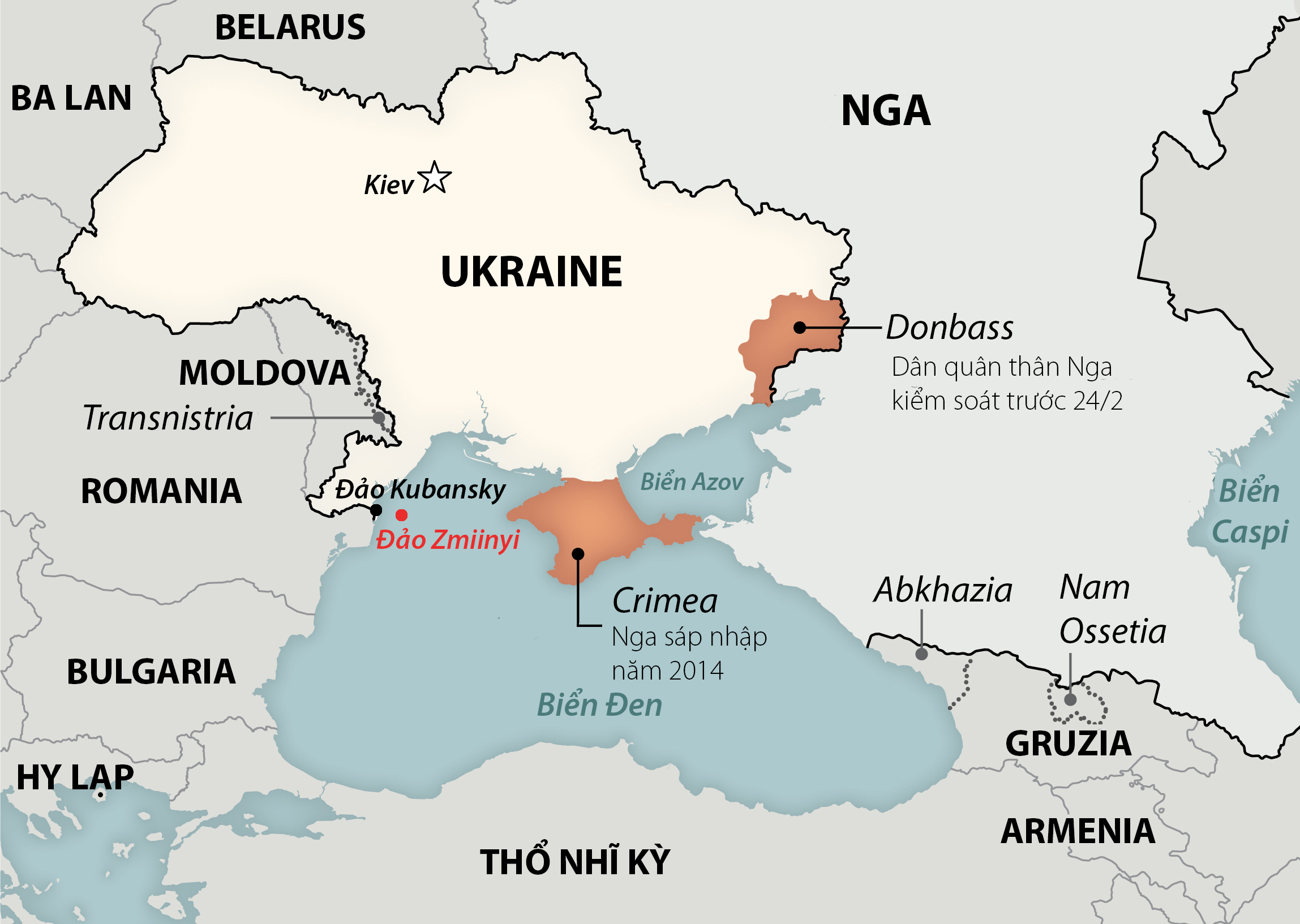 Vị trí đảo Kubansky và Zmiinyi. Đồ họa: Washington Post.