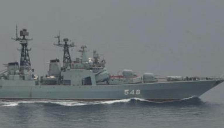 Tàu khu trục Đô đốc Panteleyev của Hải quân Nga trong ảnh do Bộ Quốc phòng Nhật Bản công bố hôm 21/6. Ảnh: Bộ Quốc phòng Nhật.