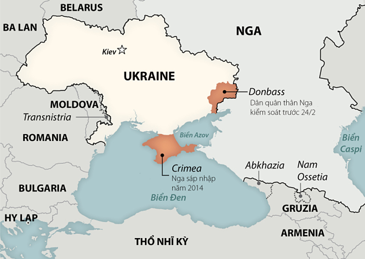 Vị trí bán đảo Crimea. Đồ họa: Washington Post.