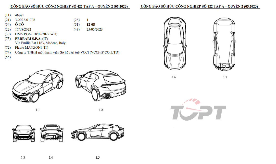 Ferrari Purosangue được bảo hộ kiểu dáng công nghiệp Việt Nam - Ảnh 1.