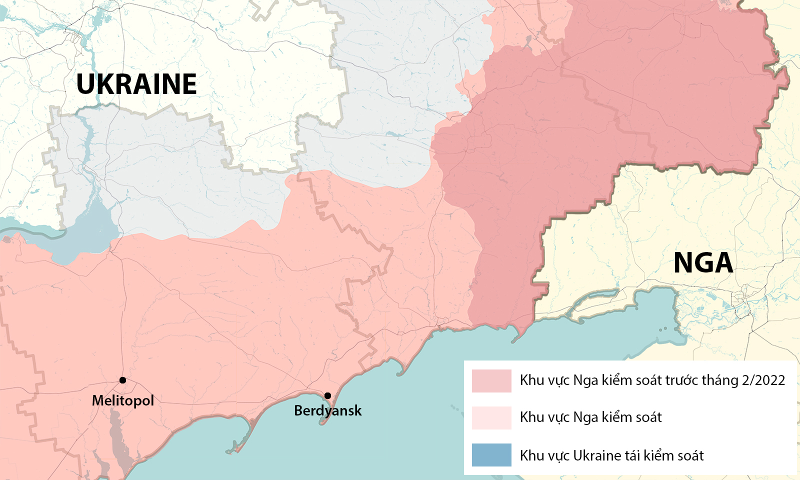 Vị trí thành phố Melitopol và Berdyansk. Đồ họa: WP