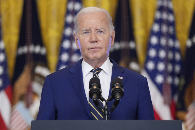 Tổng thống Joe Biden phát biểu tại Nhà Trắng ngày 4/6. Ảnh: AP