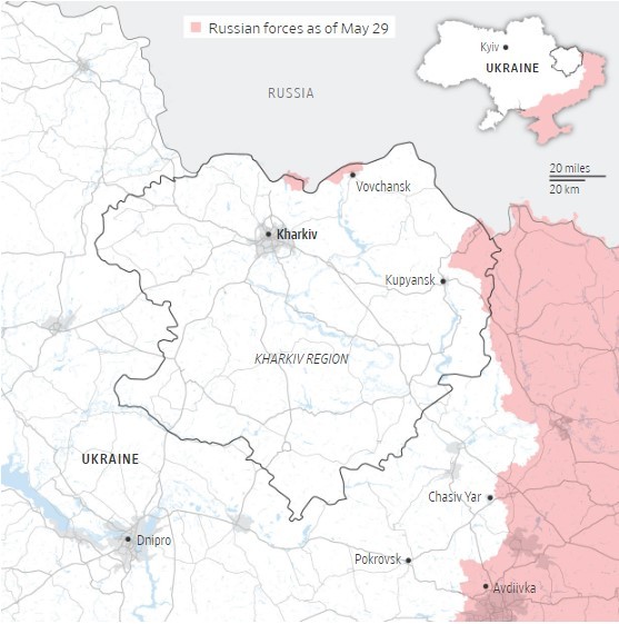 Cục diện Kharkov tính tới ngày 29/5. Đồ họa: WSJ