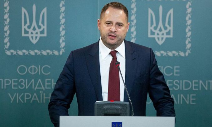 Andriy Yermak, Chánh văn phòng Tổng thống Ukraine, trong cuộc họp báo tại Kiev năm 2020. Ảnh: Reuters