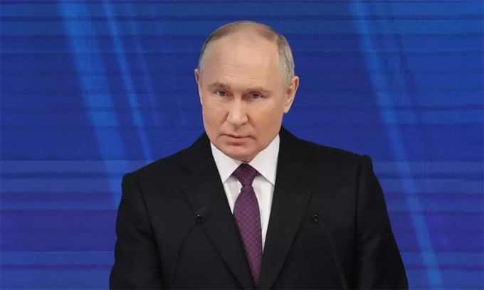 Tổng thống Nga Vladimir Putin phát biểu ngày 29/2. Ảnh: Điện Kremlin